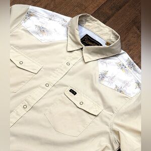 Howler Brothers Cream Western- Microstripe Button-Down Shirt Wheat/Grain - NWOT
